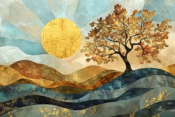 Serene Depths van Abstract Schilderij