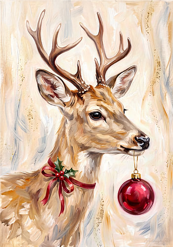 Kersthert met rode kerstbal