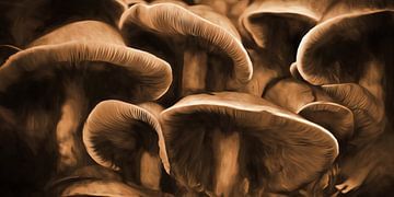Mushrooms in sepia by Yvonne Blokland