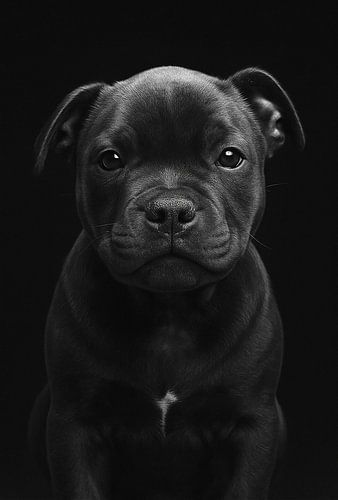 "Apollo" Staffordshire Bullterrier puppy Portrait in Black & White