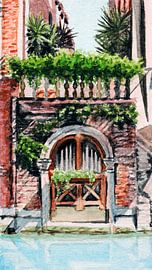 Water door and roof garden with palm trees, Venice by brushclicks