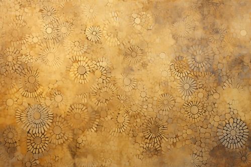 Bloemenmozaïek in Gouden Tint