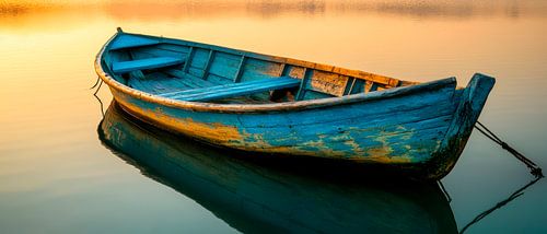 Verlaten houten boot in het zonlicht