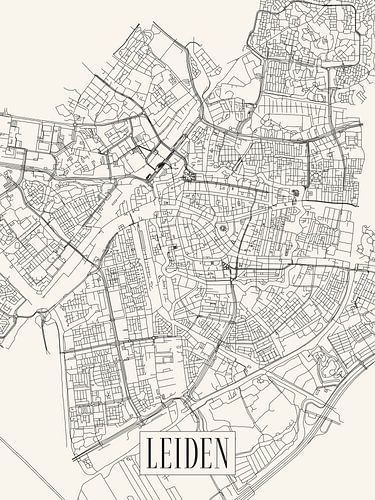 Stadtplan Leiden - Stadt - Light version - Südholland Karte