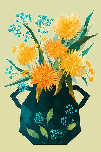 Dahlias en céramique verte n°4