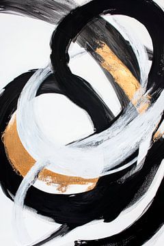 Abstract line art in black and gold by Poster Art Shop