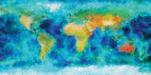 Impressionistische wereldkaart van Frans Blok
