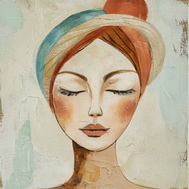 Abstract schilderij vrouw van Poster Art Shop