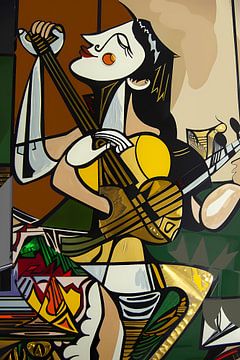 Abstract muzikant in dynamische kleuren van Imperial Art House