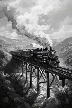 Dampflokfahrt über eine Brücke von Poster Art Shop