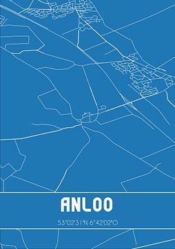 Blauwdruk | Landkaart | Anloo (Drenthe) van MijnStadsPoster