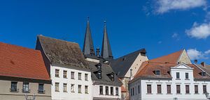 Blick auf die Altstadt in Calbe an der Saale, Salzlandkreis in Sachsen-Anhalt Deutschland