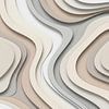 Abstrakte organische Wellen in ruhigen Leinen- und Sandtönen von STUDIO ARTSY