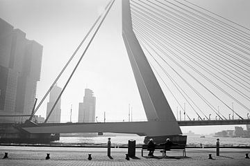 Tegenover de Erasmusbrug genieten van de zon van Peter Hofwegen