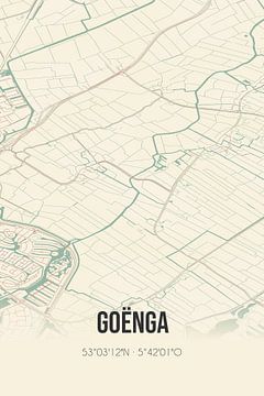 Vintage landkaart van Goënga (Fryslan) van MijnStadsPoster
