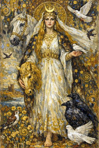 Godin Rhiannon schilderij.