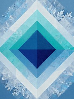 Geometric Abstract  Winter Frost Art - Icy Blue Diamond Crystal