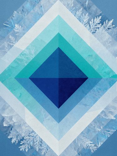 Geometrische Abstracte Winter Vorst Kunst - Ijzig Blauw Diamant Kristal