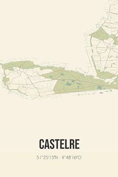 Vintage landkaart van Castelre (Noord-Brabant) van Rezona
