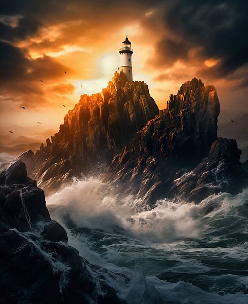 Lighthouse in the storm by fernlichtsicht