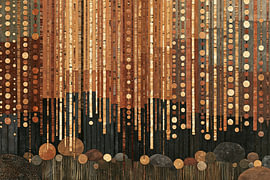 Geometric painting with gold by Lina van Oers