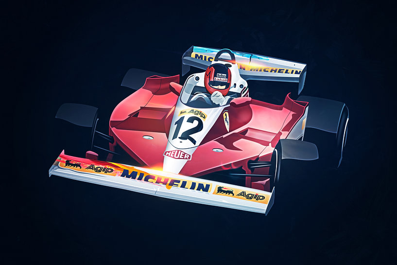 Ferrari Gilles Villeneuve by Nylz Race Art on canvas, poster