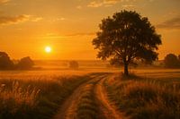Arbre le long du chemin de terre.