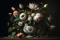 Flowers as still life with vase digital by Digitale Schilderijen thumbnail