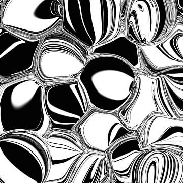 Art abstrait - Peinture fluide de motifs circulaires en noir et blanc