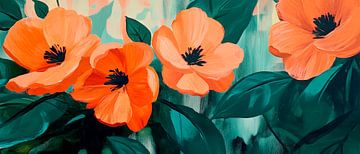 Orange floral splendour in detail by Poster Art Shop