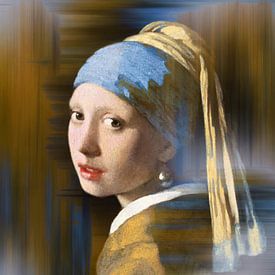 Meisje met de parel / Girl with a Pearl Earring Abstract van Art By Dominic