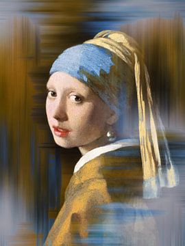 Meisje met de parel / Girl with a Pearl Earring Abstract van Art By Dominic