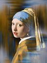 Meisje met de parel / Girl with a Pearl Earring Abstract van Art By Dominic thumbnail