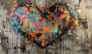 Abstract Hart Schilderij | Emotional Color Surge