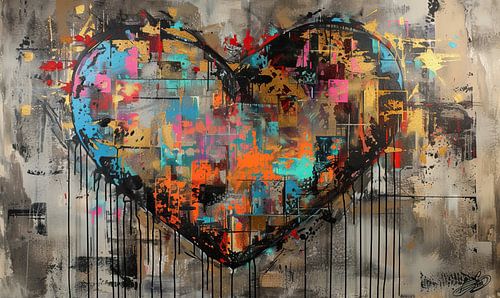 Abstract Hart Schilderij | Emotional Color Surge van Kunst Kriebels