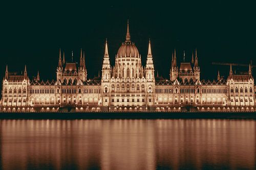 Budapest Parliament building in the dark