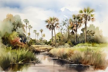 Watercolour Florida Landscape by Uncoloredx12