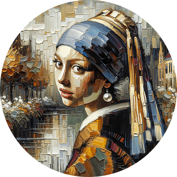 Modern meisje met de parel I Johannes Vermeer impasto
