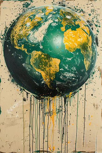 Abstract Aarde met Levendige Verfspatten