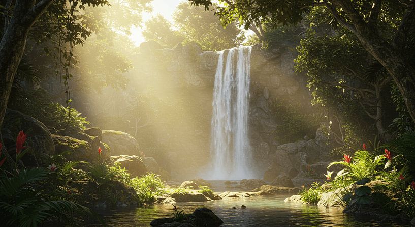 Tropical waterfall oasis by ButterflyPix