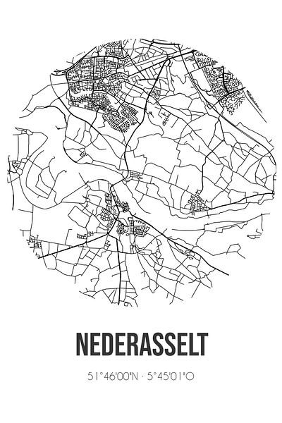 Nederasselt (Gelderland) | Map | Black and white by Prints of Place