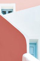 pastelroze en blauw