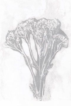 Bloemen boeket in retro stijl. Moderne botanische minimalistische kunst in grijs en wit van Dina Dankers