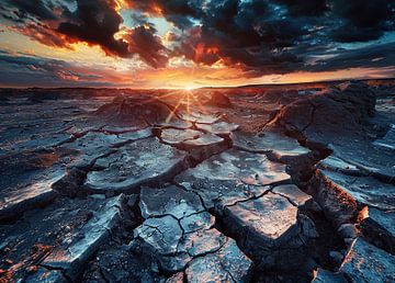 Gloeiende zonsondergang in Death Valley van fernlichtsicht