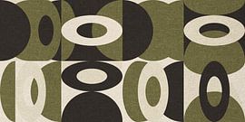 Moderne abstrakte industrielle Geometrie in Pastellgrün, Beige, Schwarz X von Dina Dankers