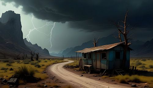 paysage de prairie mexicaine dans une ambiance d'orage