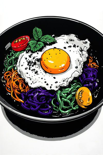 Noodles and Egg | Delicious Bowl of Noodles and Egg by OMG Art