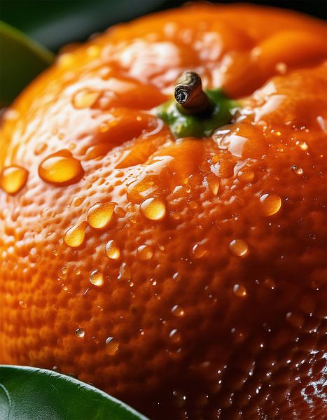 Detailed close-up of a fresh orange by Mustafa Kurnaz