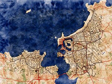 Karte von Saint-Malo im stil 'Serene Summer' von Maporia