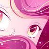 Yeux roses d'anime sur Mixed media vector arts